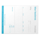 ブルーオーダ空白のー型枠または請求書メモ帳 ノートパッド (正面)