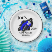 ブルーオートバイ#1プレート ペーパープレート (パーティー)