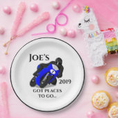 ブルーオートバイ#1プレート ペーパープレート (パーティー)