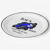 ブルーオートバイ#1プレート ペーパープレート (アングル)