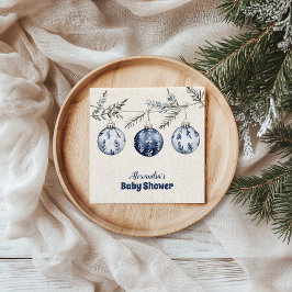 ブルーオーナメントガーランドベビーシャワー スタンダードカクテルナプキン