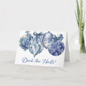 ブルーオーナメントクリスマスパーティの招待状 カード (正面)