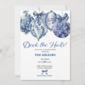 ブルーオーナメントクリスマスパーティの招待状 招待状 (正面)