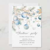 ブルーオーナメントクリスマスパーティー 招待状 (正面)