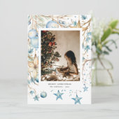 ブルーオーナメントスターズフォトホリデーカード シーズンカード (スタンド正面)