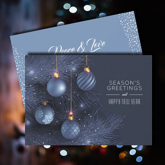 ブルーオーナメントズシーズンズグリーティングフラット シーズンカード