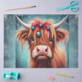 ブルーオーナメントハイランドカウデクページ紙 薄葉紙 (クラフト)