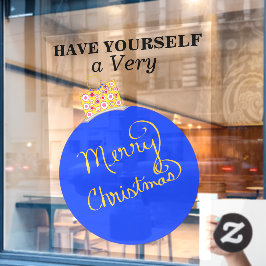 ブルーオーナメントボールメリークリスマス ウィンドウサイン