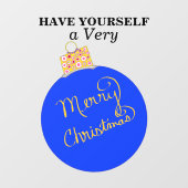 ブルーオーナメントボールメリークリスマス ウィンドウサイン (シート)