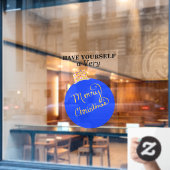 ブルーオーナメントボールメリークリスマス ウィンドウサイン (カフェ窓)