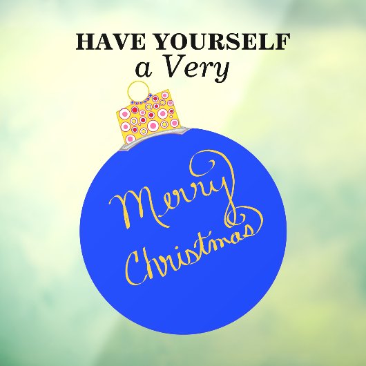 ブルーオーナメントボールメリークリスマス ウィンドウサイン (シート3)