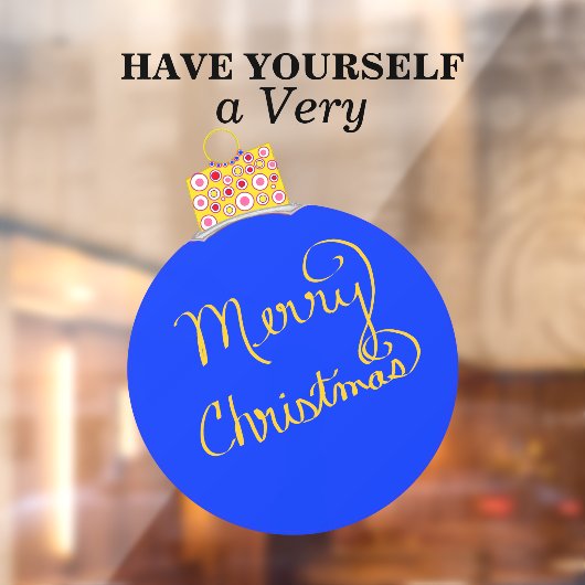 ブルーオーナメントボールメリークリスマス ウィンドウサイン (シート2)