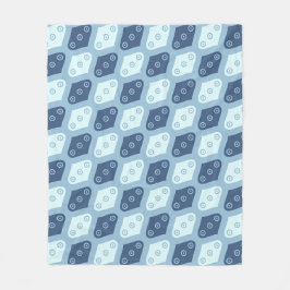 ブルーオーバルシード円形水滴パターモダンン フリースブランケット