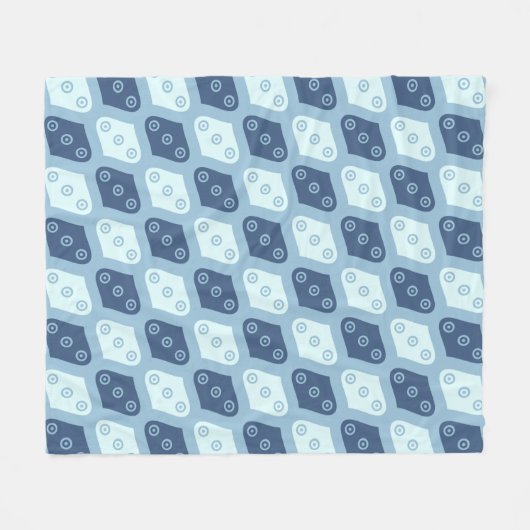 ブルーオーバルシード円形水滴パターモダンン フリースブランケット (正面(横))