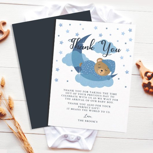 ブルーオーバーザムーンスリーピングベアサンキューカード サンキューカード