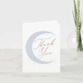 ブルーオーバーザムーンボーイ赤ちゃんシャワー サンキューカード (正面)