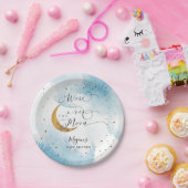 ブルーオーバーザムーン金ゴールドスターベビーシャワー ペーパープレート (パーティー)