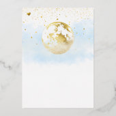 ブルーオーバーザムーン金ゴールド天体の男の子のシャワー 箔招待状 (裏面)