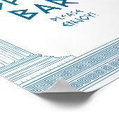 「ブルーオープンバー パーティーサイン エレガントな神殿」 ポスター (角)