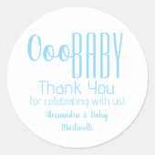 ブルーオーベビー招待状シールまたはパーティーの好意 ラウンドシール (正面)