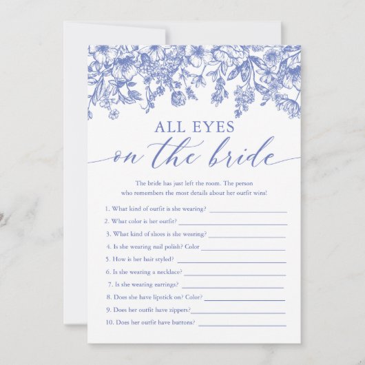 ブルーオールアイズオンザブライドゲームブライダルシャワー 招待状 (正面)