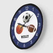 ブルーオールスタースポーツキッズカスタム ラージ壁時計 (傾斜)