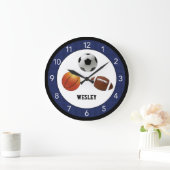ブルーオールスタースポーツキッズカスタム ラージ壁時計 (ホーム)