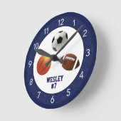 ブルーオールスタースポーツキッドカスタムズ ラウンド壁時計 (傾斜)