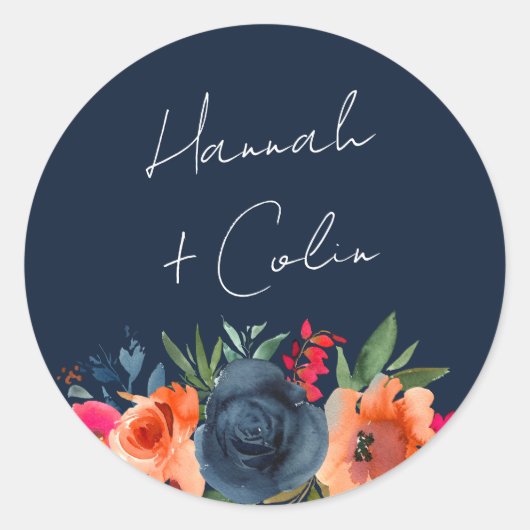 ブルーオ鮮やかレンジレッド植物学 ラウンドシール (正面)