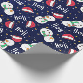 ブルーカイト雪だるまクリスマスシームレスパターン ラッピングペーパー (角)