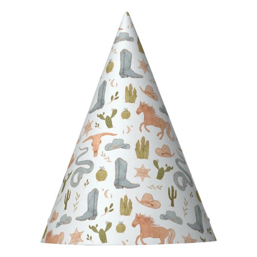 ブルーカウボーイウェスタン誕生日 パーティーハット (正面)