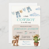 ブルーカウボーイエレガントベビーシャワー招待状 招待状 (正面/裏面)