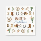 ブルーカウボーイロデオファースト誕生日ワイルドウエスト スタンダードカクテルナプキン (正面)