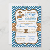 ブルーカウボーイ男の赤ちゃんシャワー招待状シェブロン 招待状 (正面)
