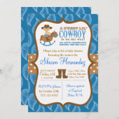 ブルーカウボーイ男の赤ちゃんシャワー招待状 招待状 (正面/裏面)