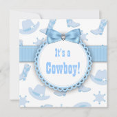 ブルーカウボーイ男の赤ちゃんシャワー 招待状 (正面)