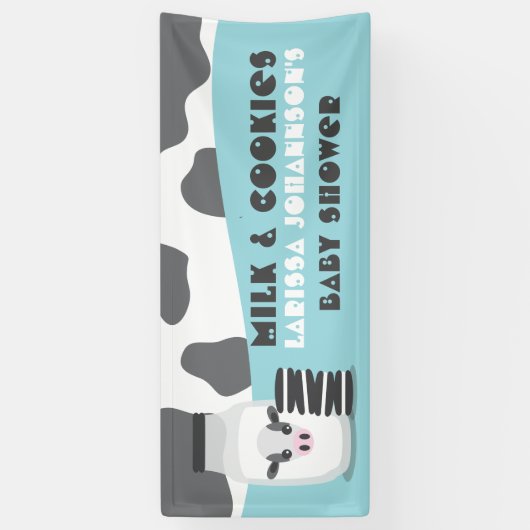 ブルーカウミルクとクッキー赤ちゃんシャワーのバナー 横断幕 (縦)