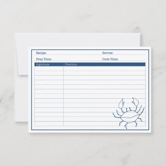 ブルーカエレガントブ航海のシーフードレシピカード (正面)