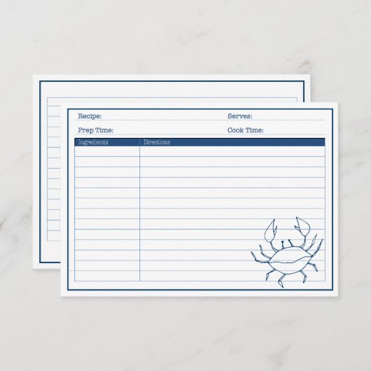 ブルーカエレガントブ航海のシーフードレシピカード (正面/裏面)
