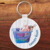 ブルーカカラフルゴのハンガーで畳んだ洗濯物 キーホルダー (正面)