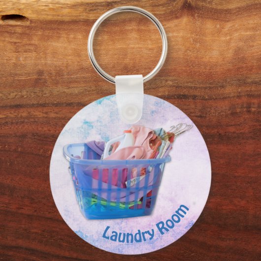 ブルーカカラフルゴのハンガーで畳んだ洗濯物 キーホルダー (正面)