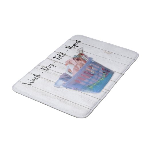 ブルーカカラフルゴのハンガーで畳んだ洗濯物 バスマット (アングル)