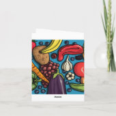 ブルーカカラフルードに載った果物と野菜 サンキューカード (裏面)