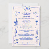 ブルーカクテルエレガントシャンパンウェディングパーティー 招待状 (裏面)