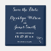 ブルーカスタマイズウエディングは日付の磁石を保存 マグネット (正面)