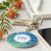 ブルーカスタマイズグリッターマーメイドモノグラム名 キーホルダー (側面)