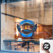 ブルーカスタマイズタトゥーショップビジネスフロント ウィンドウサイン (カフェ窓)