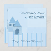 ブルーカスタマイズフェンテッドホーム引っ越し祝いパーティーパーティー 案内状 (正面/裏面)
