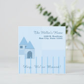 ブルーカスタマイズフェンテッドホーム引っ越し祝いパーティーパーティー 案内状 (スタンド正面)