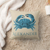ブルーカスタムとタンのカニ クッション (ブランケット)
